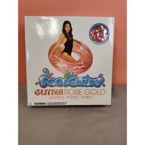 PoolCandy Rose Gold Glitter Jumbo Pool Tube 48 Inches